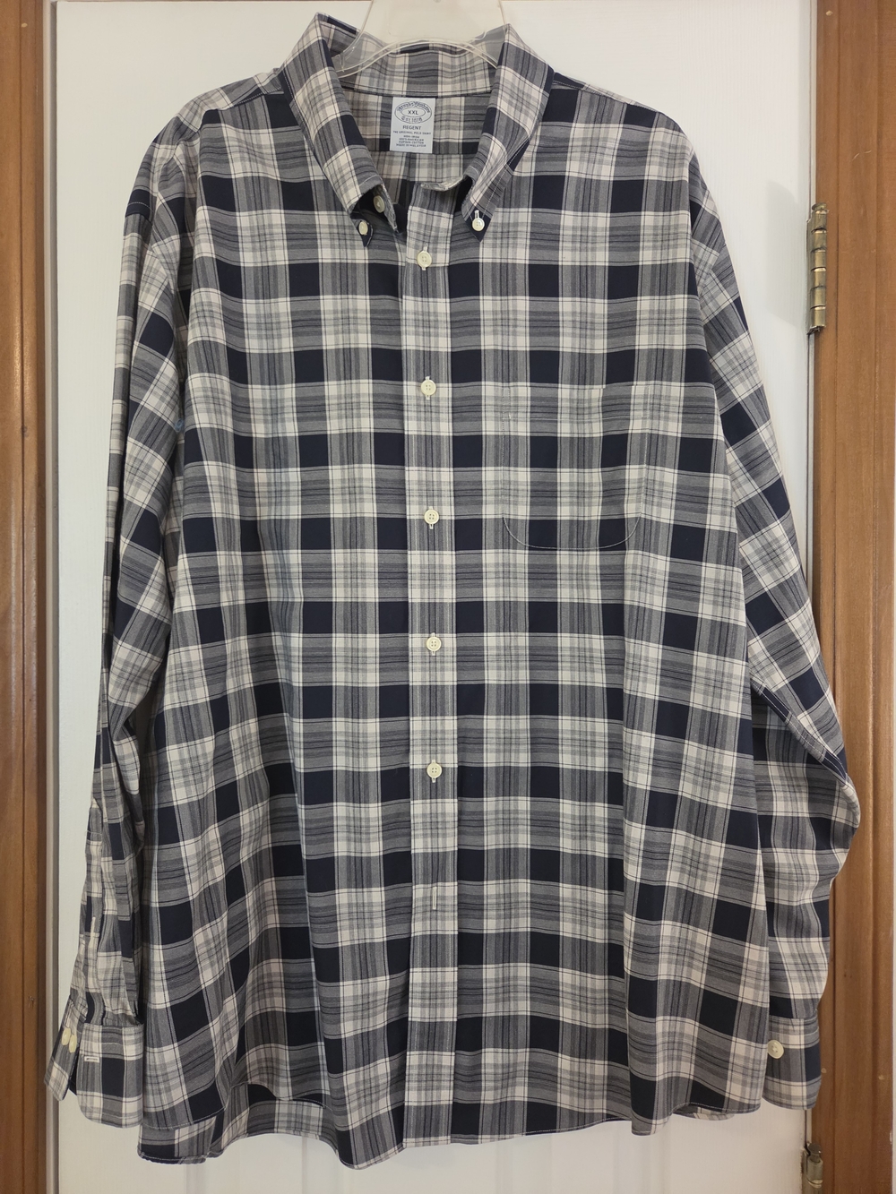 Brooks Brothers Vintage Navy and White Plaid Button-Down Shirt